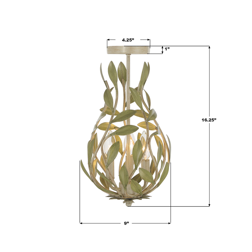 565-CT_CEILING Broche 9'' Semi Flush Mount | Dimensions Image