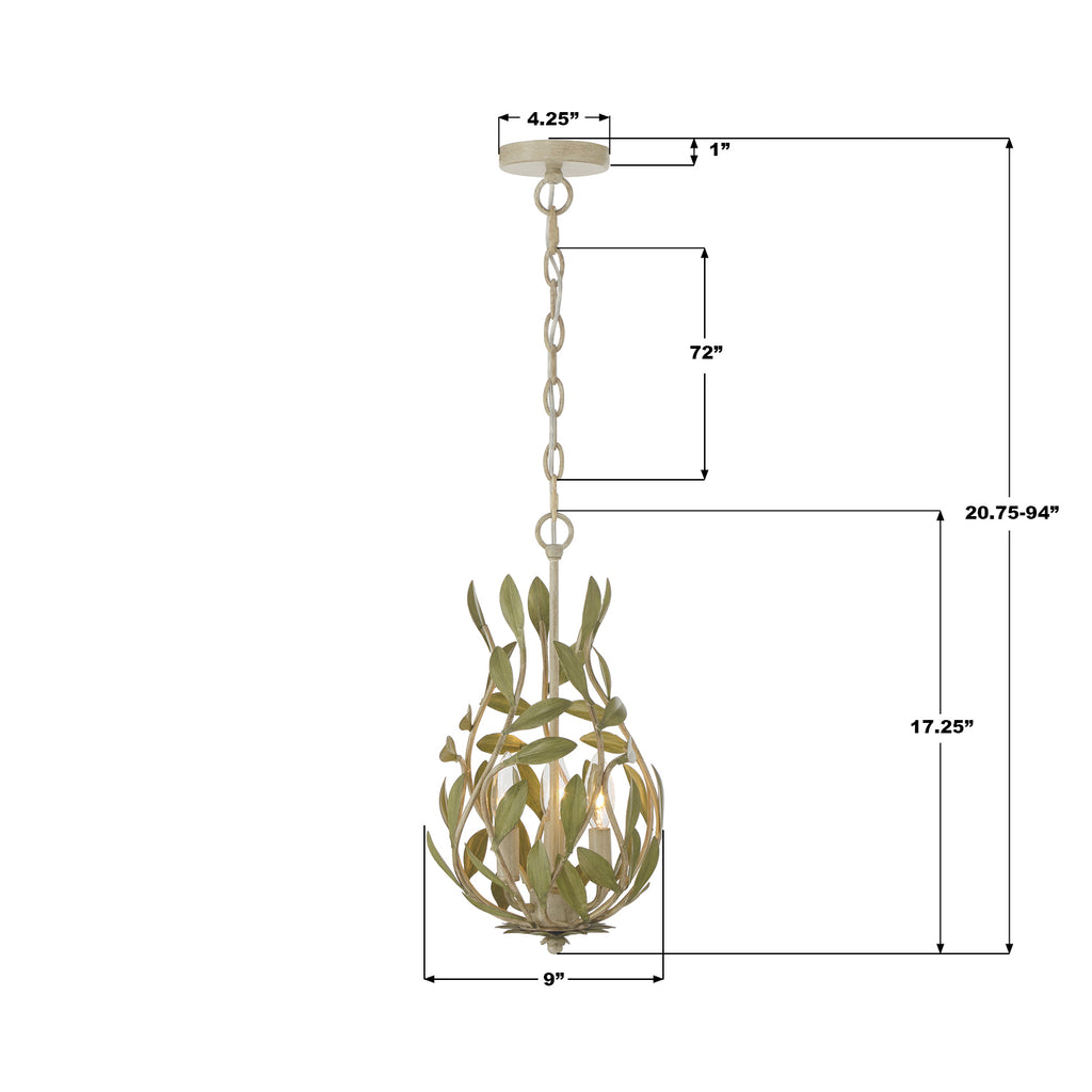 565-CT Broche 9'' Chandelier | Dimensions Image