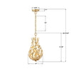 565-GA Broche 9'' Chandelier | Dimensions Image