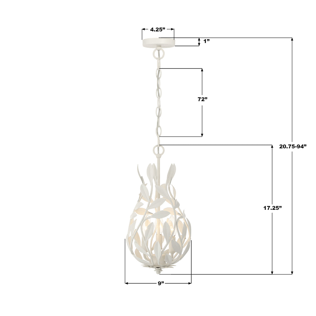 565-MT Broche 9'' Chandelier | Dimensions Image