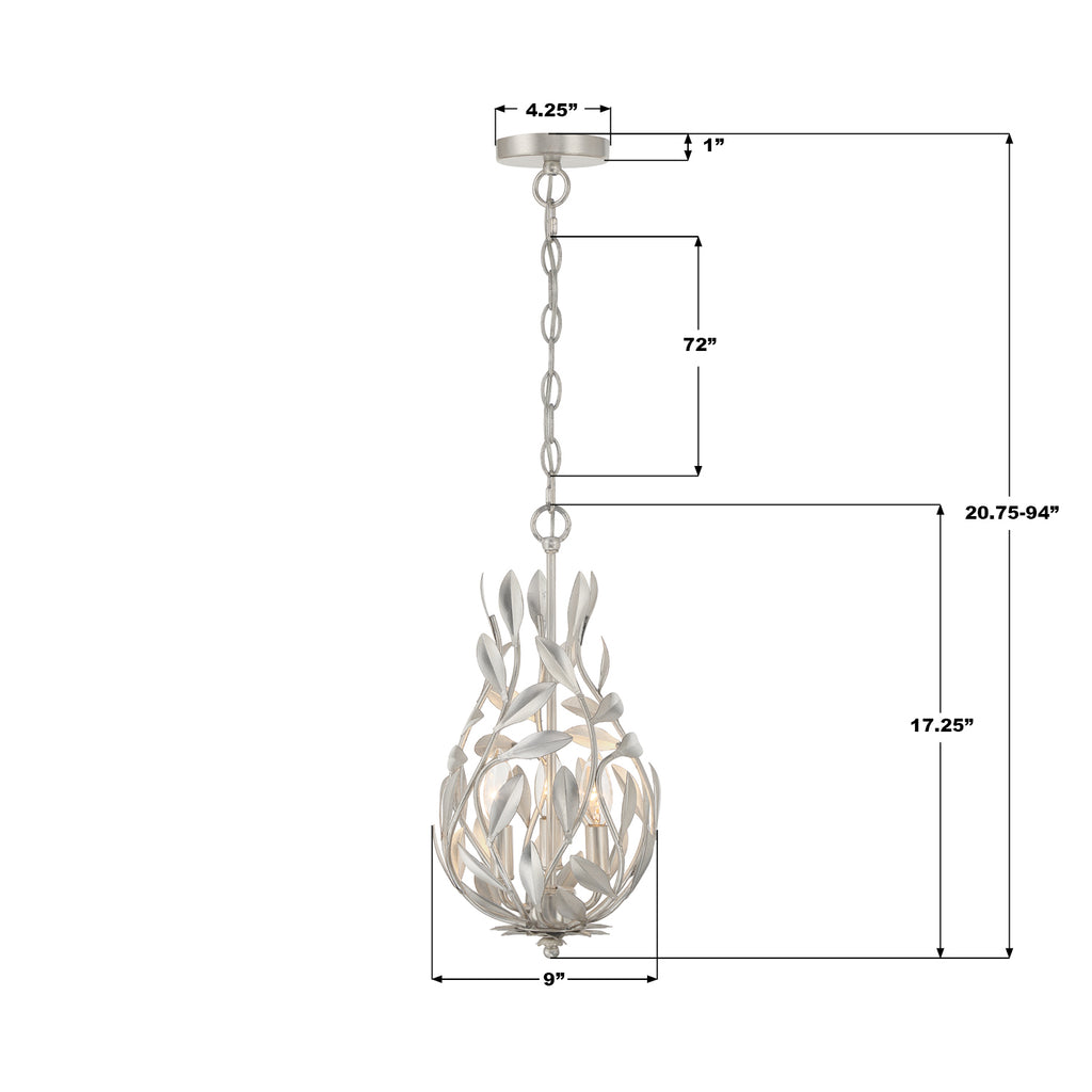 565-SA Broche 9'' Chandelier | Dimensions Image