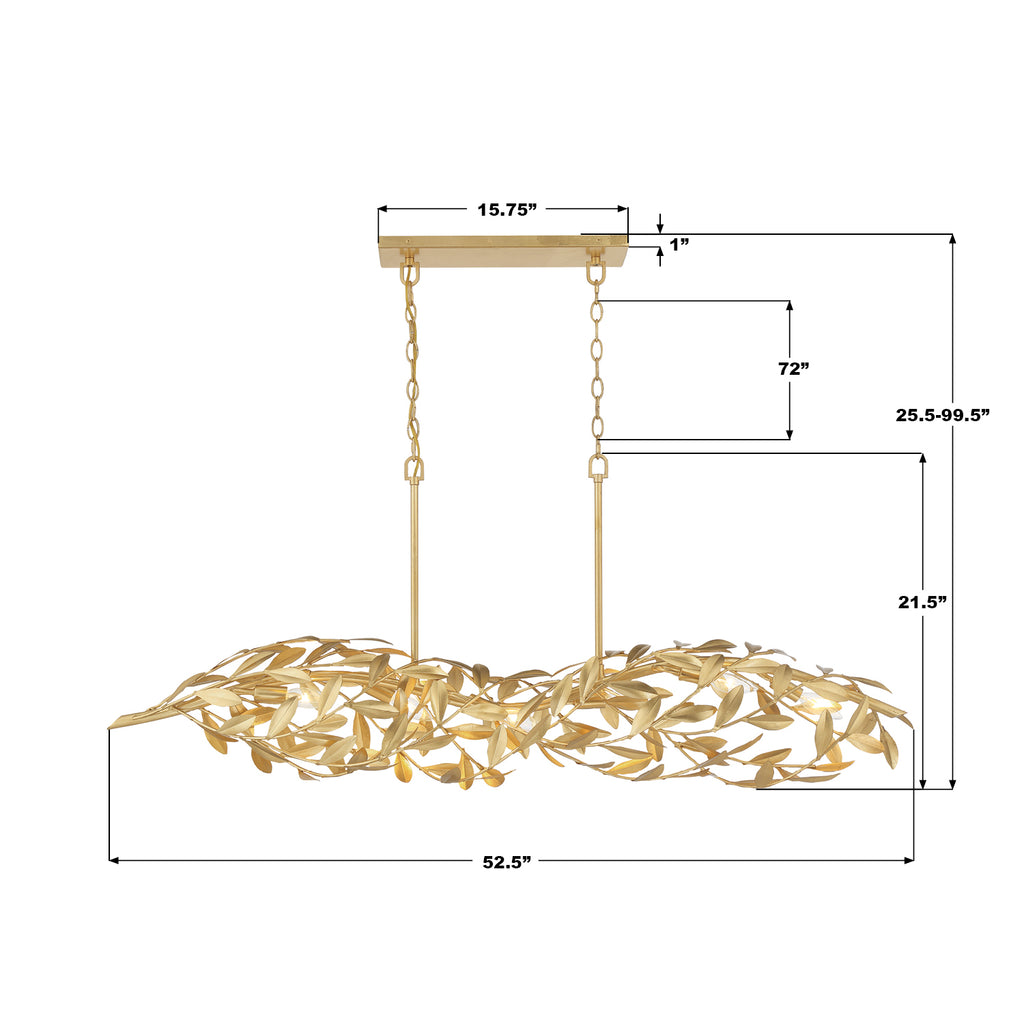 567-GA Broche 50.5'' Linear Chandelier | Dimensions Image