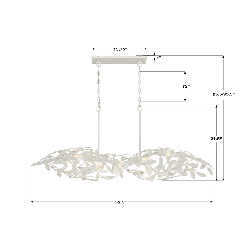 567-MT Broche 50.5'' Linear Chandelier | Dimensions Image