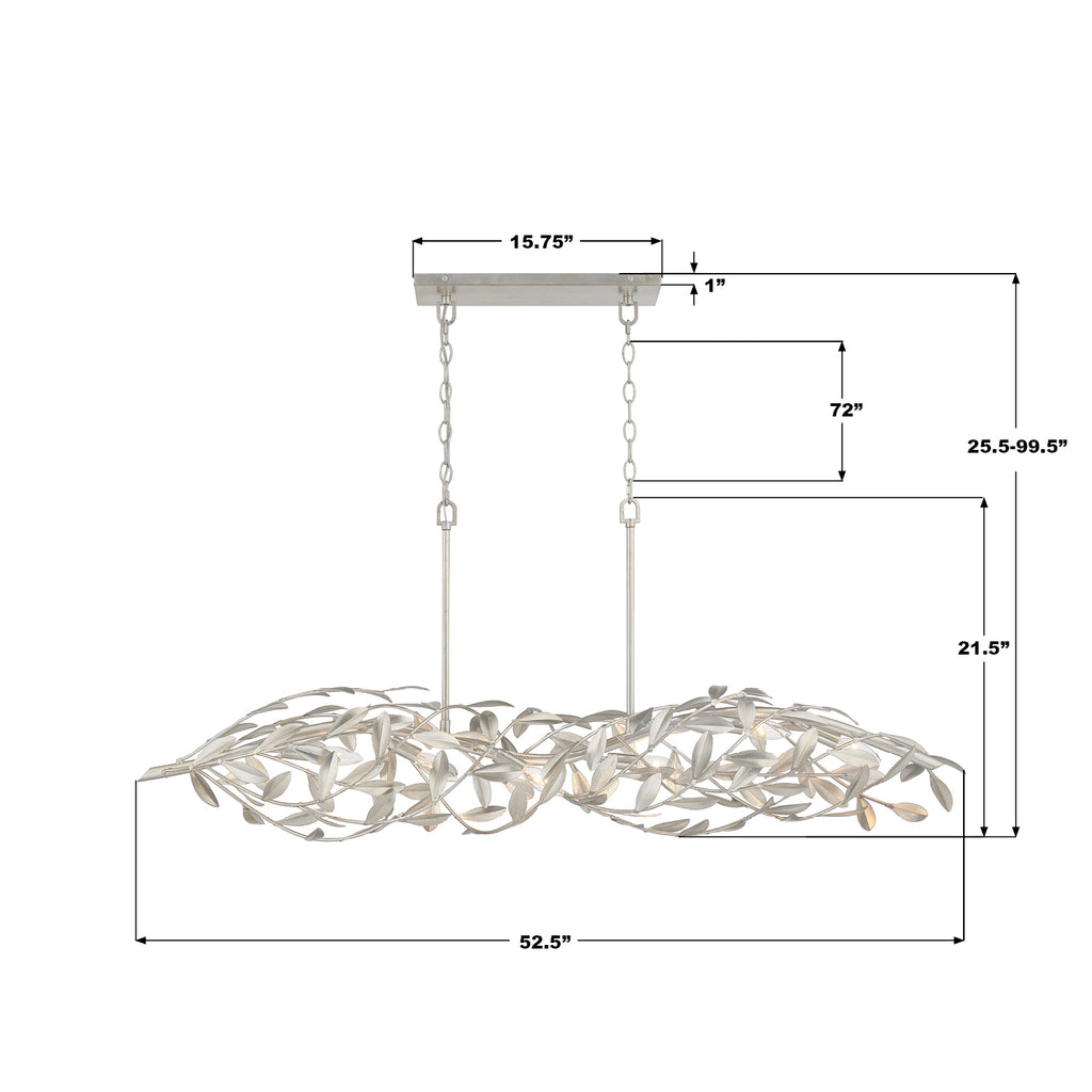 567-SA Broche 50.5'' Linear Chandelier | Dimensions Image