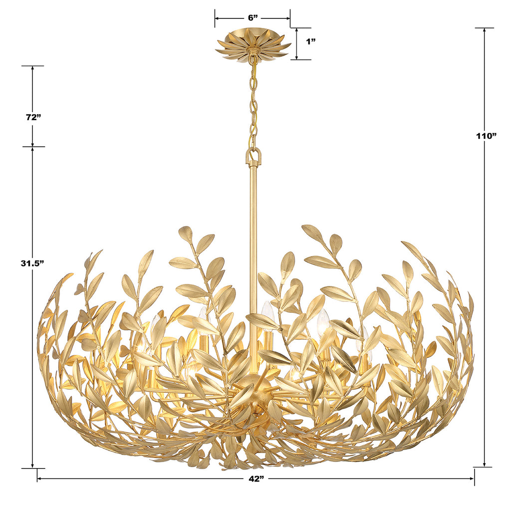 569-GA Broche 12 Light Chandelier | Dimensions Image