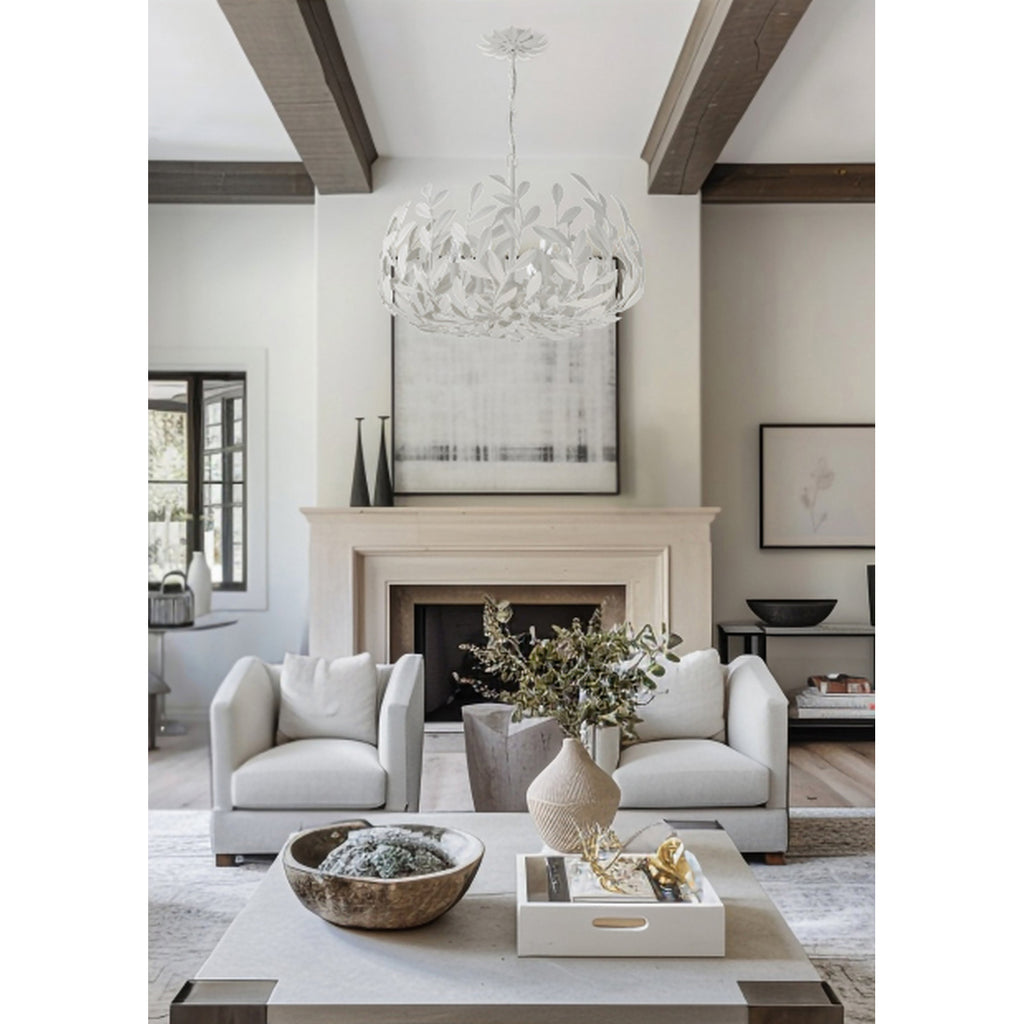 Crystorama Broche 42'' Chandelier in Matte White - Lifestyle View