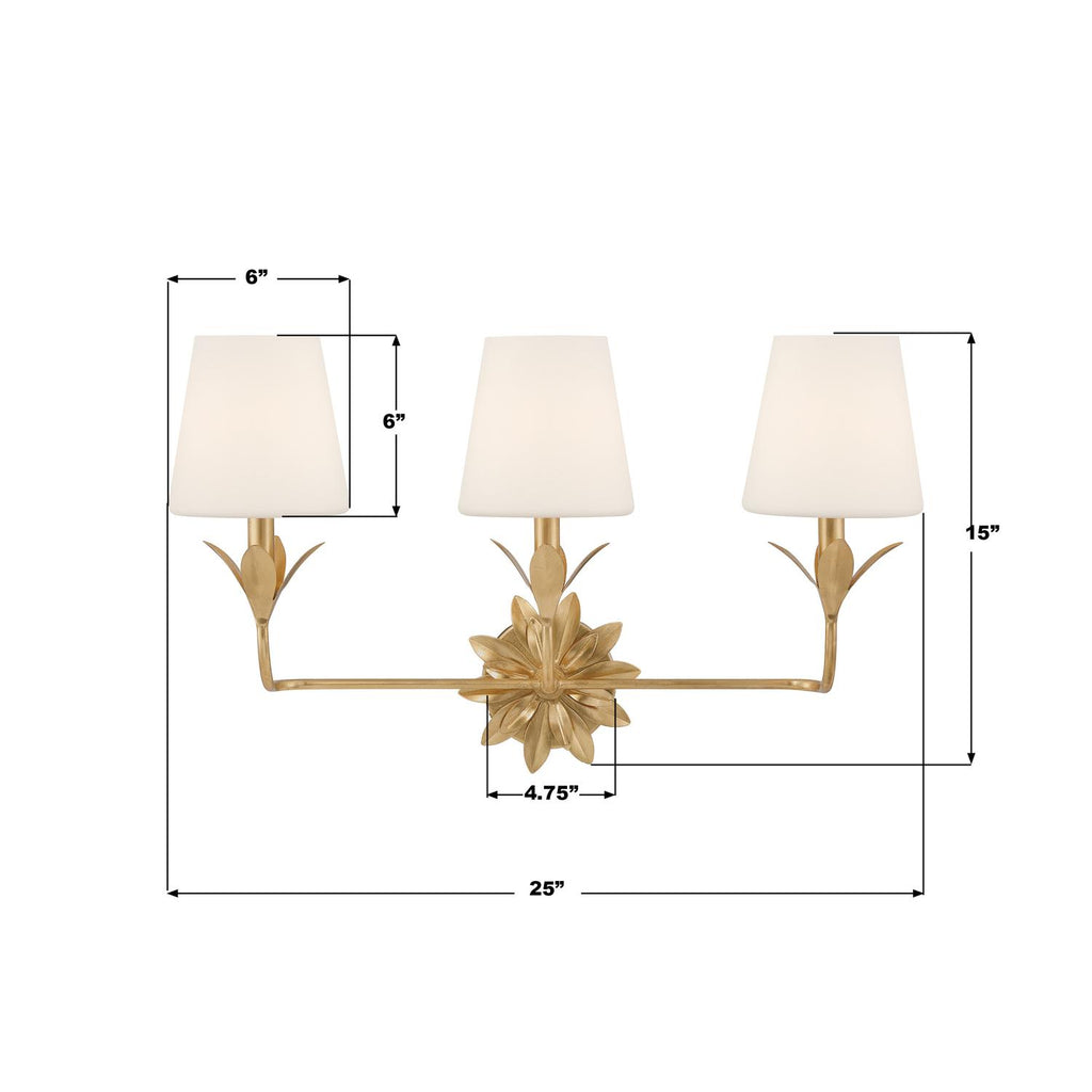 573-OP-GA Broche 25'' Bathroom Vanity | Dimensions Image