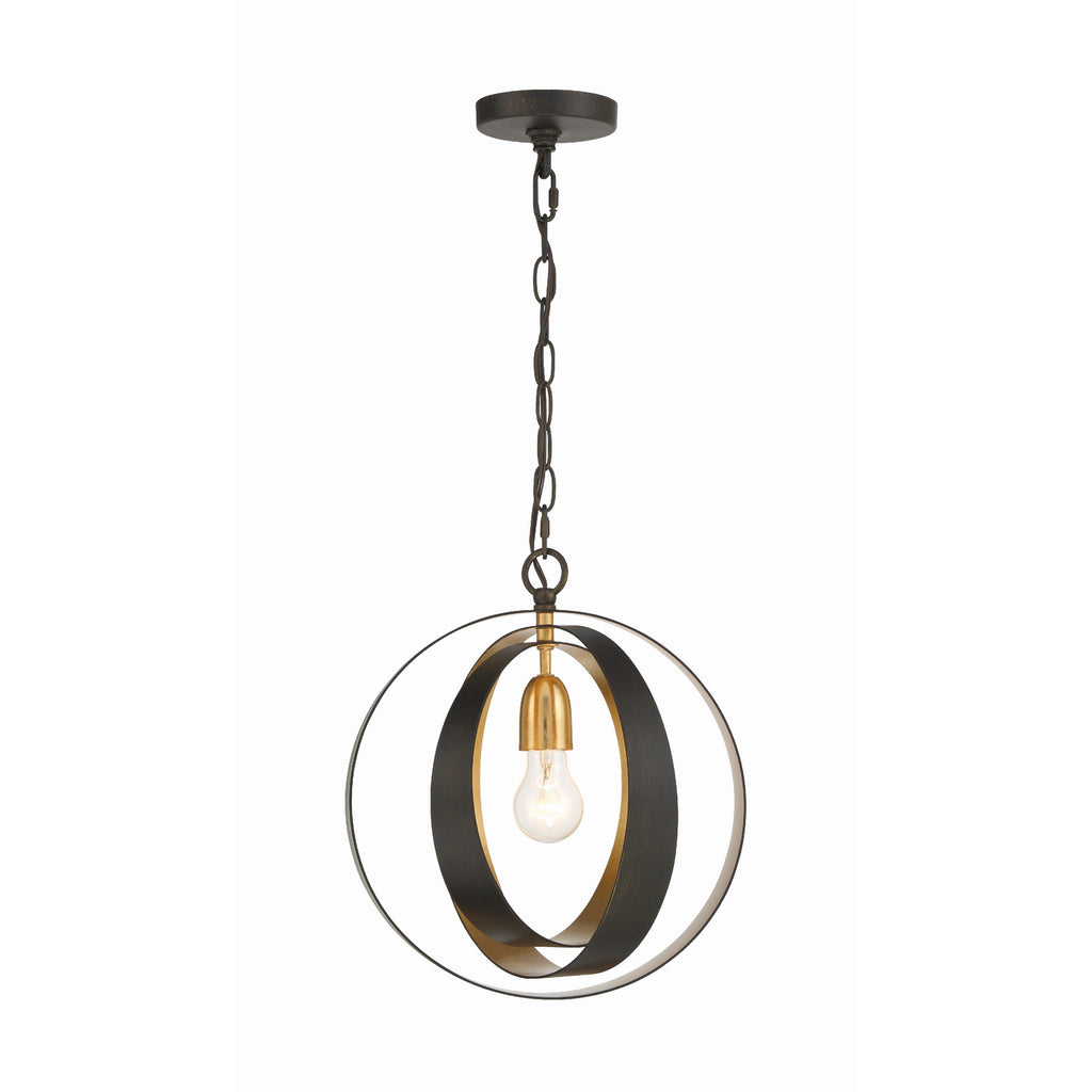 Crystorama Luna 12'' Chandelier in English Bronze + Antique Gold - Additional View