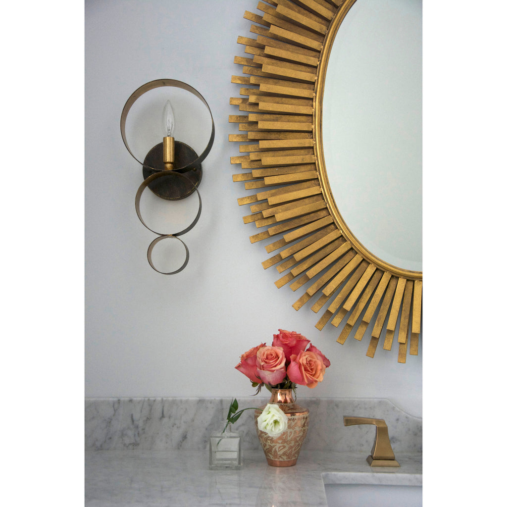 Crystorama Luna 7'' Sconce in English Bronze + Antique Gold - Lifestyle View
