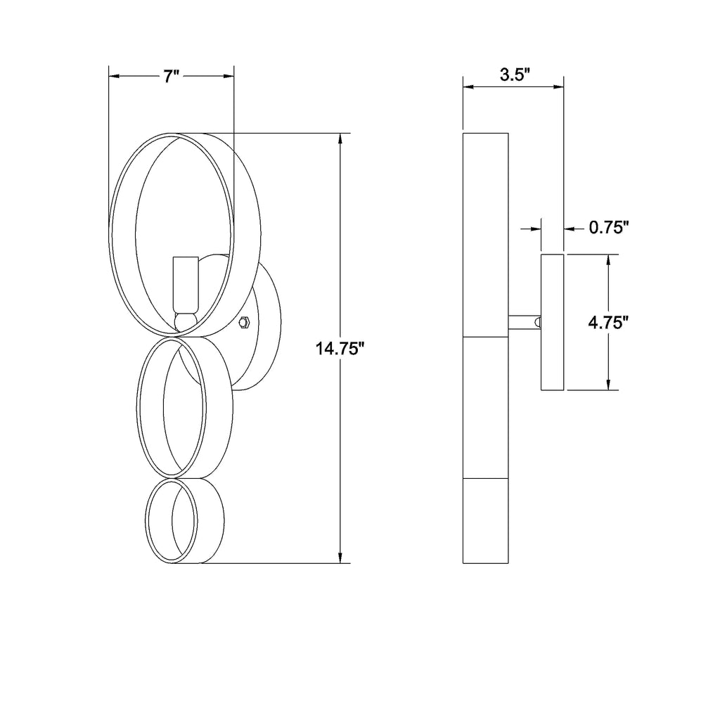 Crystorama Luna 7'' Sconce - Product Dimensions