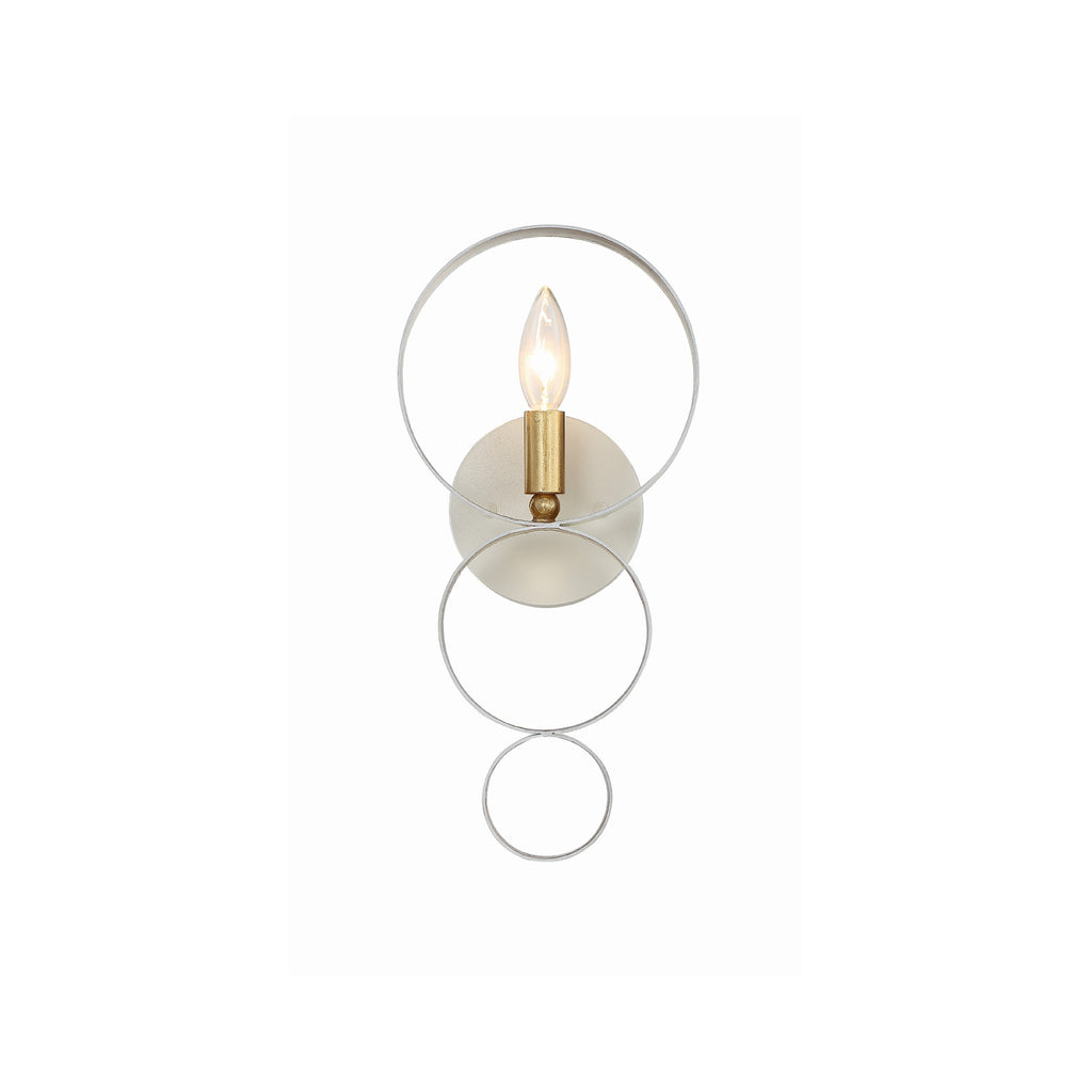 Crystorama Luna 7'' Sconce in Matte White + Antique Gold - Additional View