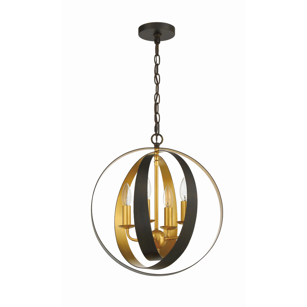 Crystorama Luna 16'' Chandelier in English Bronze + Antique Gold - Additional View
