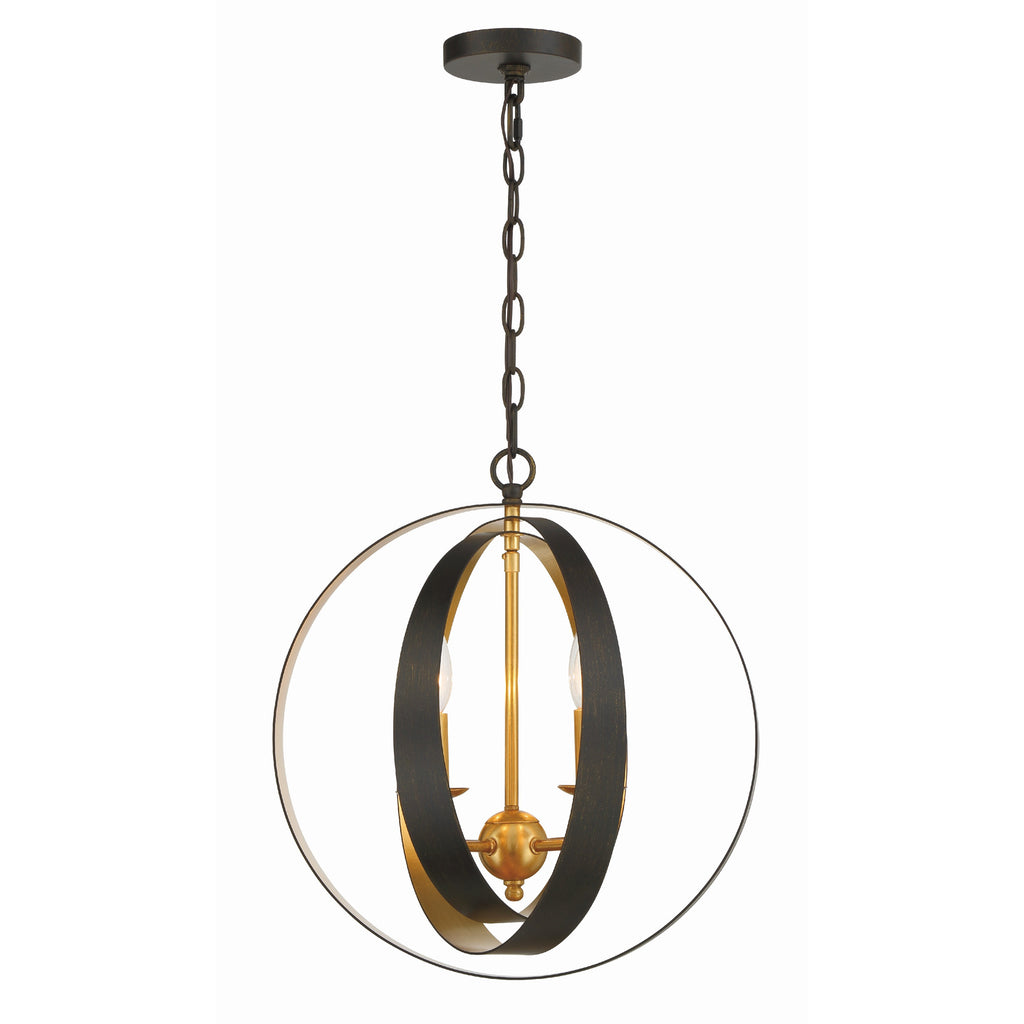 Crystorama Luna 16'' Chandelier in English Bronze + Antique Gold - Additional View