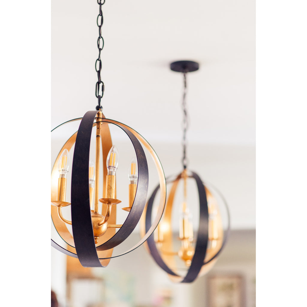 Crystorama Luna 16'' Chandelier in English Bronze + Antique Gold - Lifestyle View