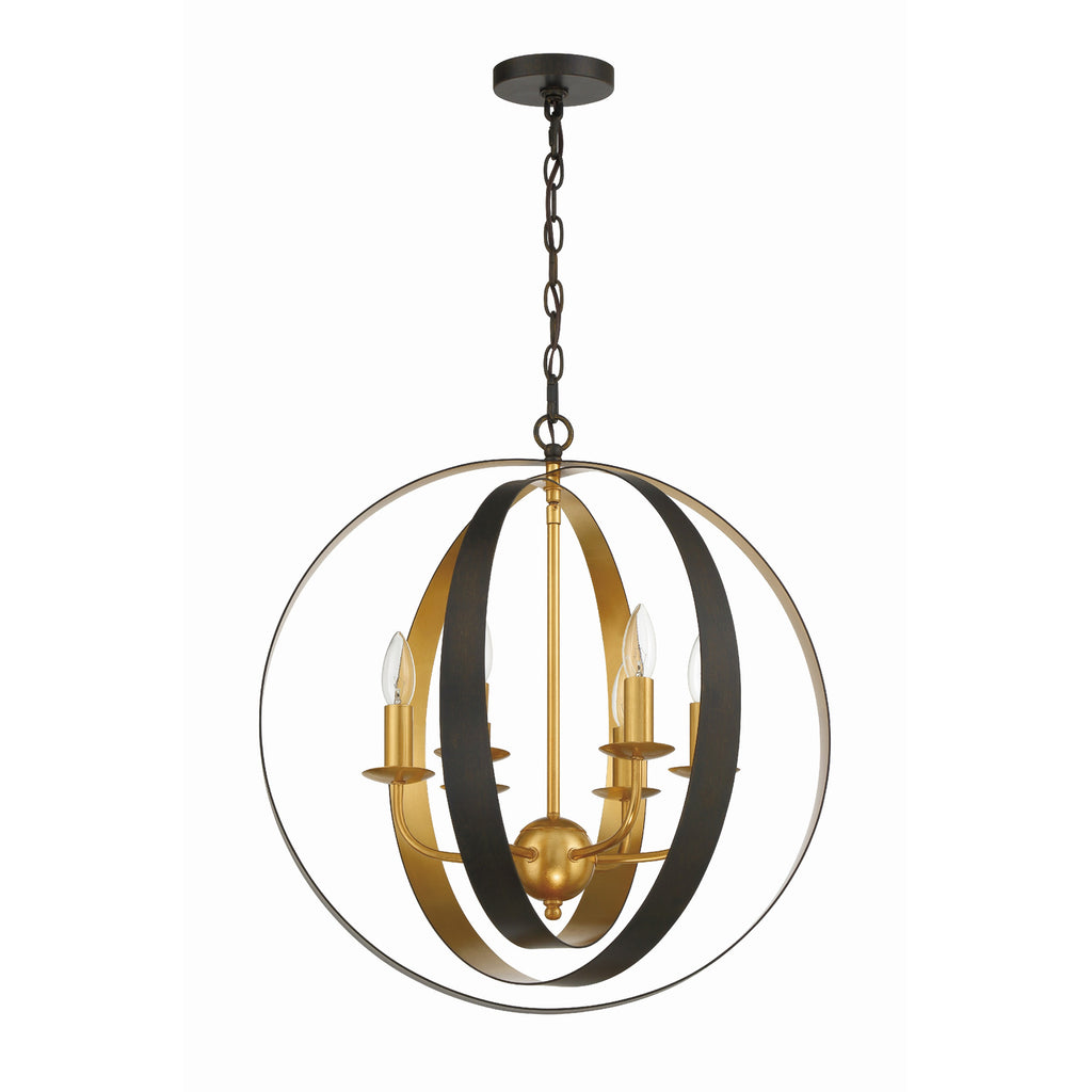 Crystorama Luna 21'' Chandelier in English Bronze + Antique Gold - Additional View