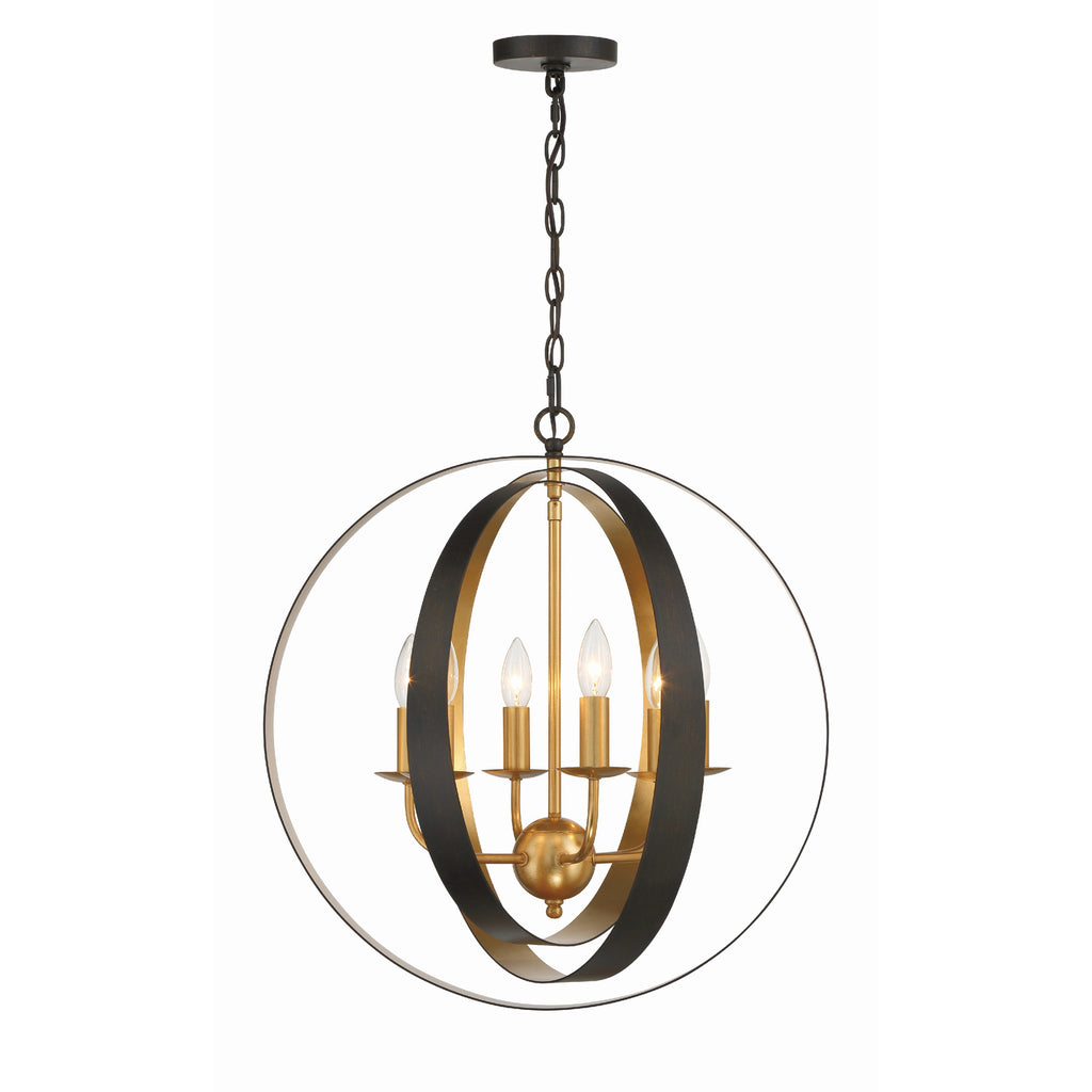 Crystorama Luna 21'' Chandelier in English Bronze + Antique Gold - Additional View