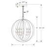 Crystorama Luna 21'' Chandelier - Product Dimensions