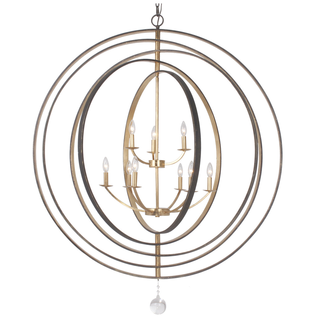 Crystorama Luna 48'' Chandelier in English Bronze + Antique Gold - Additional View