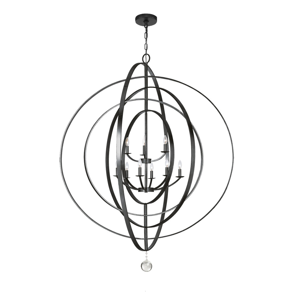 Crystorama Luna 48'' Chandelier in Matte Black - Front View
