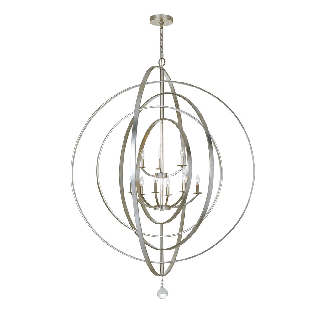 Crystorama Luna 48'' Chandelier in Antique Silver - Front View