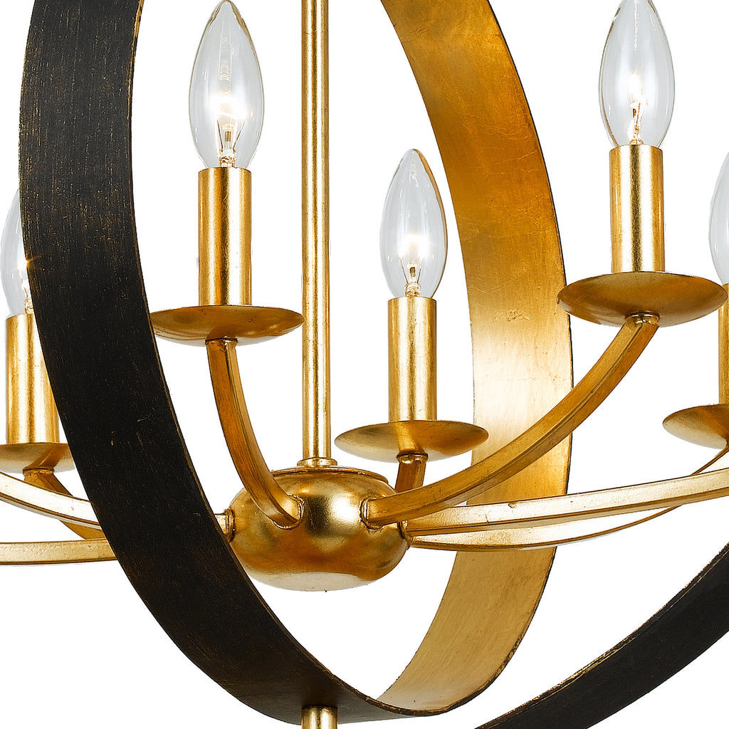 Crystorama-OPEN-BOX Luna 8 Light Chandelier in English Bronze + Antique Gold - Additional View