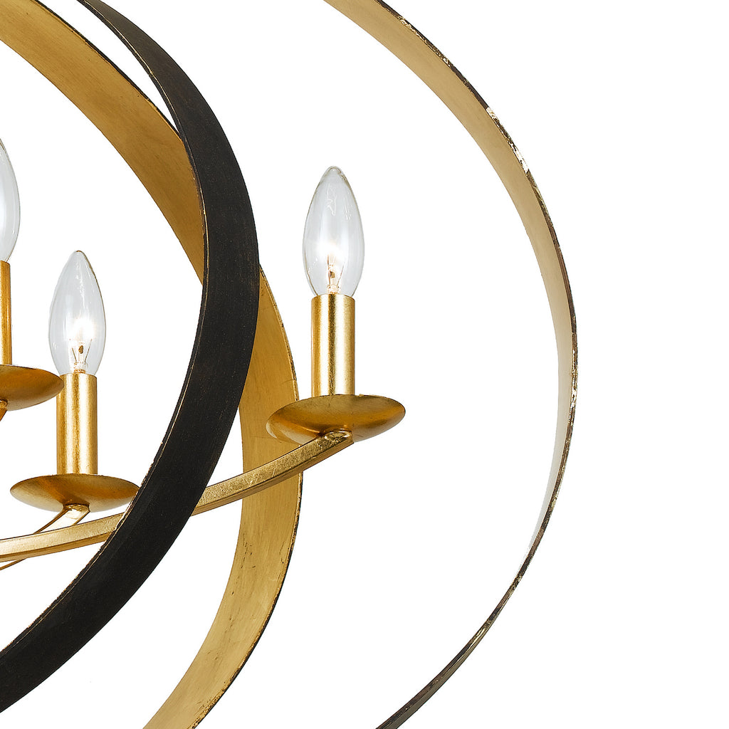 Crystorama Luna 36'' Oval Chandelier in English Bronze + Antique Gold - Additional View