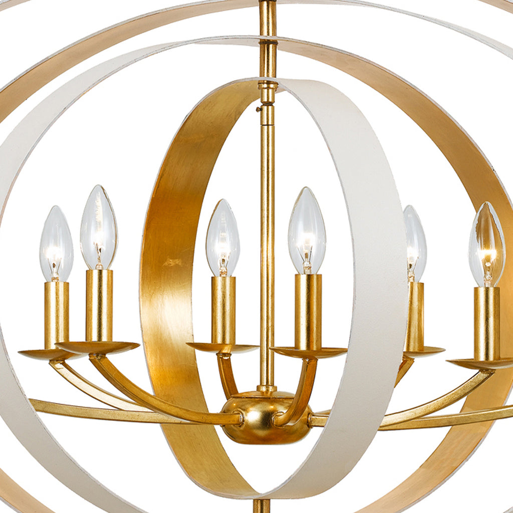 Crystorama Luna 36'' Oval Chandelier in Matte White + Antique Gold - Additional View
