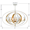 588-MT-GA Luna 8 Light Oval Chandelier | Dimensions Image