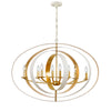 Crystorama Luna 36'' Oval Chandelier in Matte White + Antique Gold - Front View