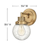 5930HB Poppy 1 Light Bath|Dimensions Image