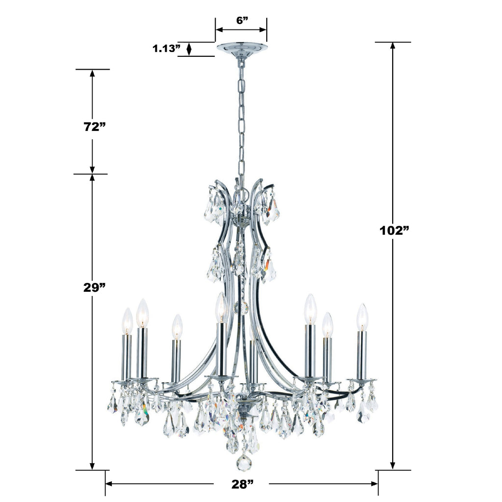 5938-CH-CL-MWP Cedar 8 Light Chandelier | Dimensions Image