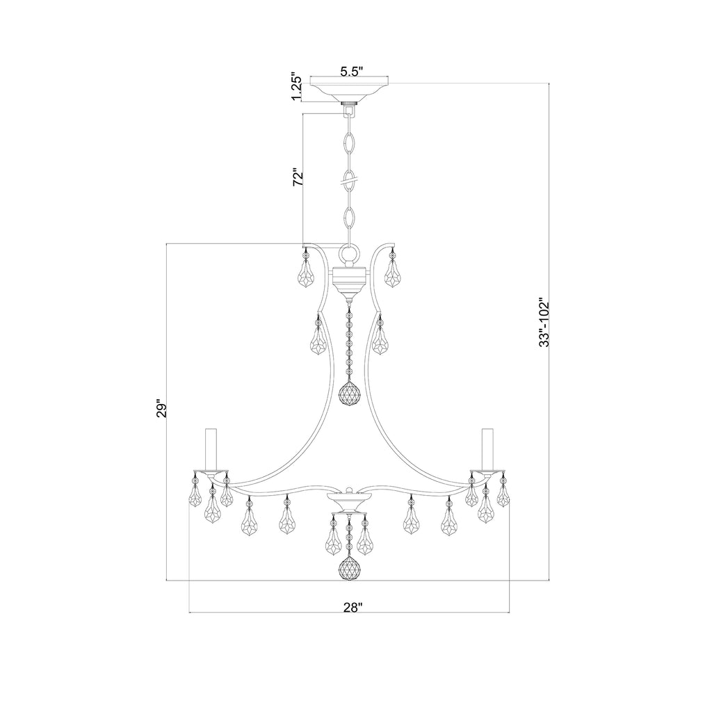 Crystorama Cedar 28'' Chandelier - Product Dimensions