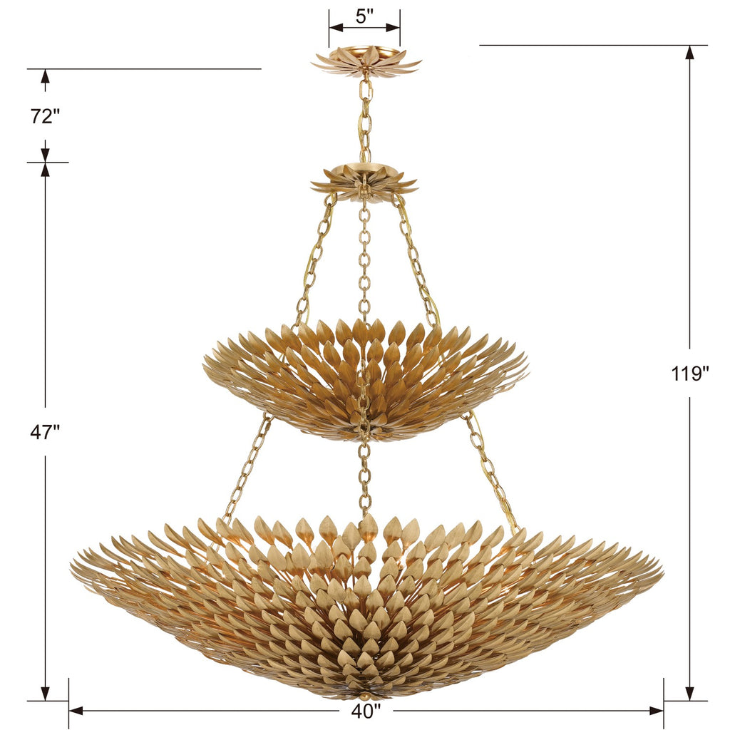 599-GA Broche 18 Light Chandelier | Dimensions Image