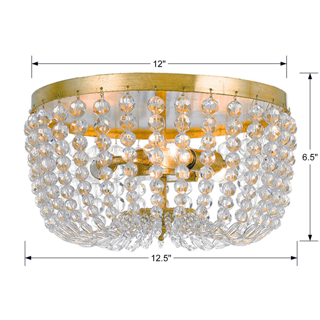 600-GA Rylee 3 Light Flush Mount | Dimensions Image