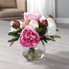 Peony Floral Arrangement in Clear Glass Vase- Alternate Image