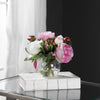 Peony Floral Arrangement in Clear Glass Vase- Alternate Image