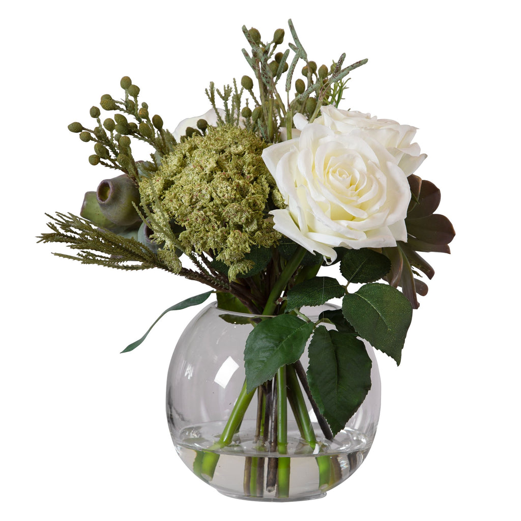 Contemporary Floral Arrangement in Glass Vase- Alternate Image