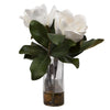 Chic Industrial Florals in Clear Glass Vase with White Magnolia Blooms- Alternate Image