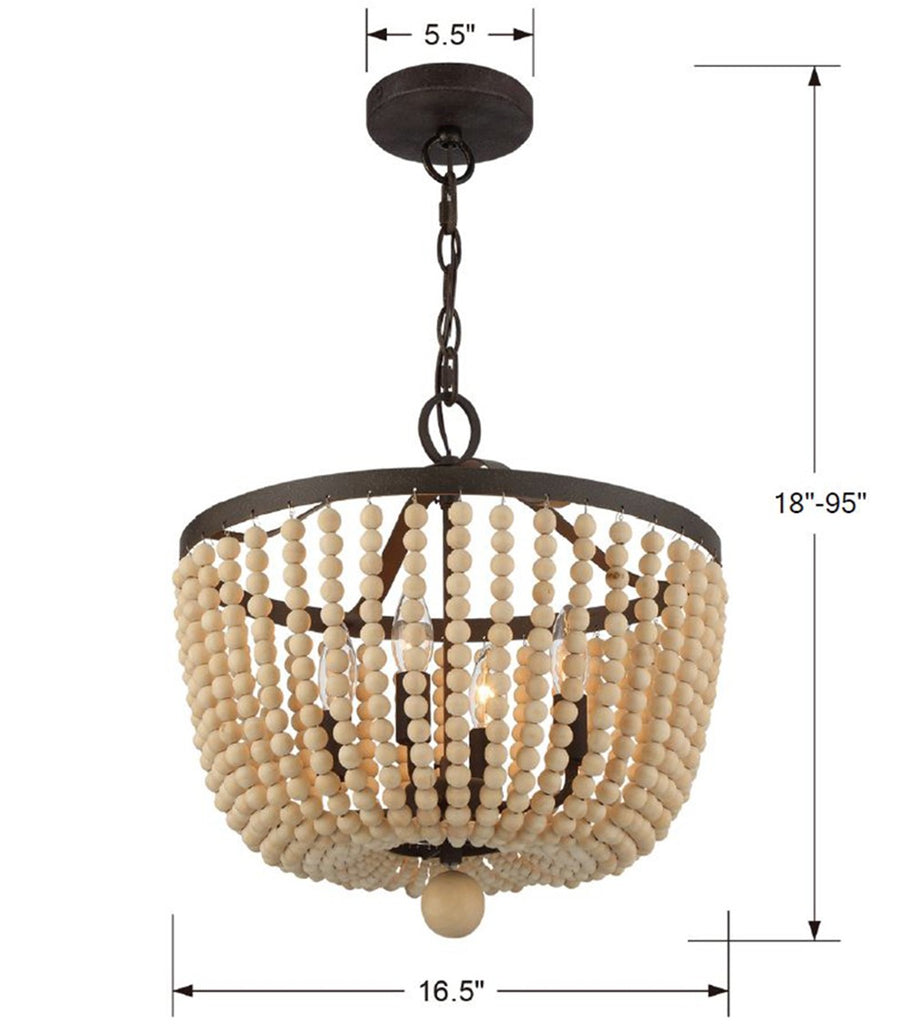 604-FB Rylee 4 Light Chandelier | Dimensions Image