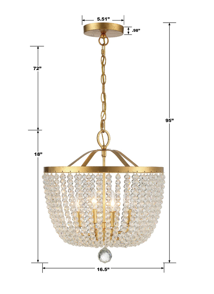 604-GA Rylee 4 Light Chandelier | Dimensions Image