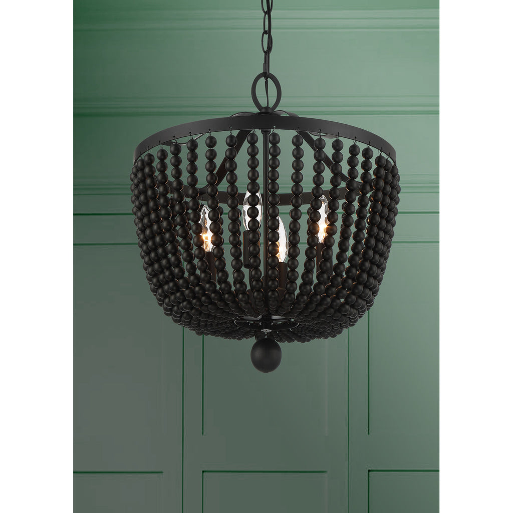 Crystorama Rylee 16.5'' Chandelier in Matte Black - Lifestyle View