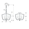 Crystorama Rylee 16.5'' Semi Flush Mount - Product Dimensions