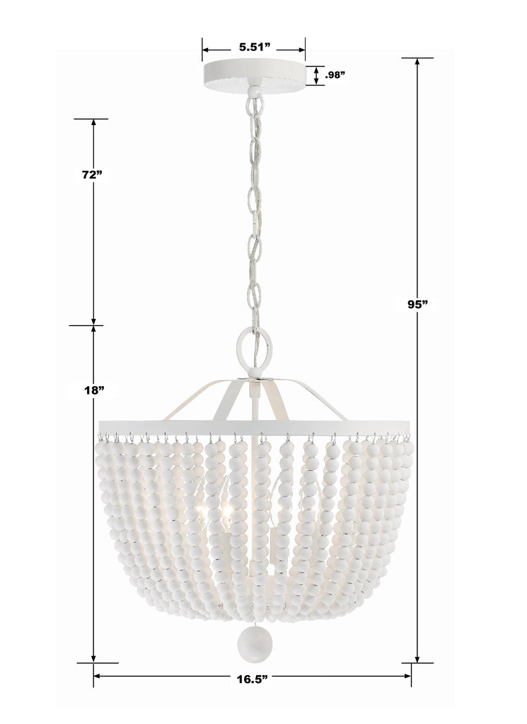 604-MT Rylee 4 Light Chandelier | Dimensions Image