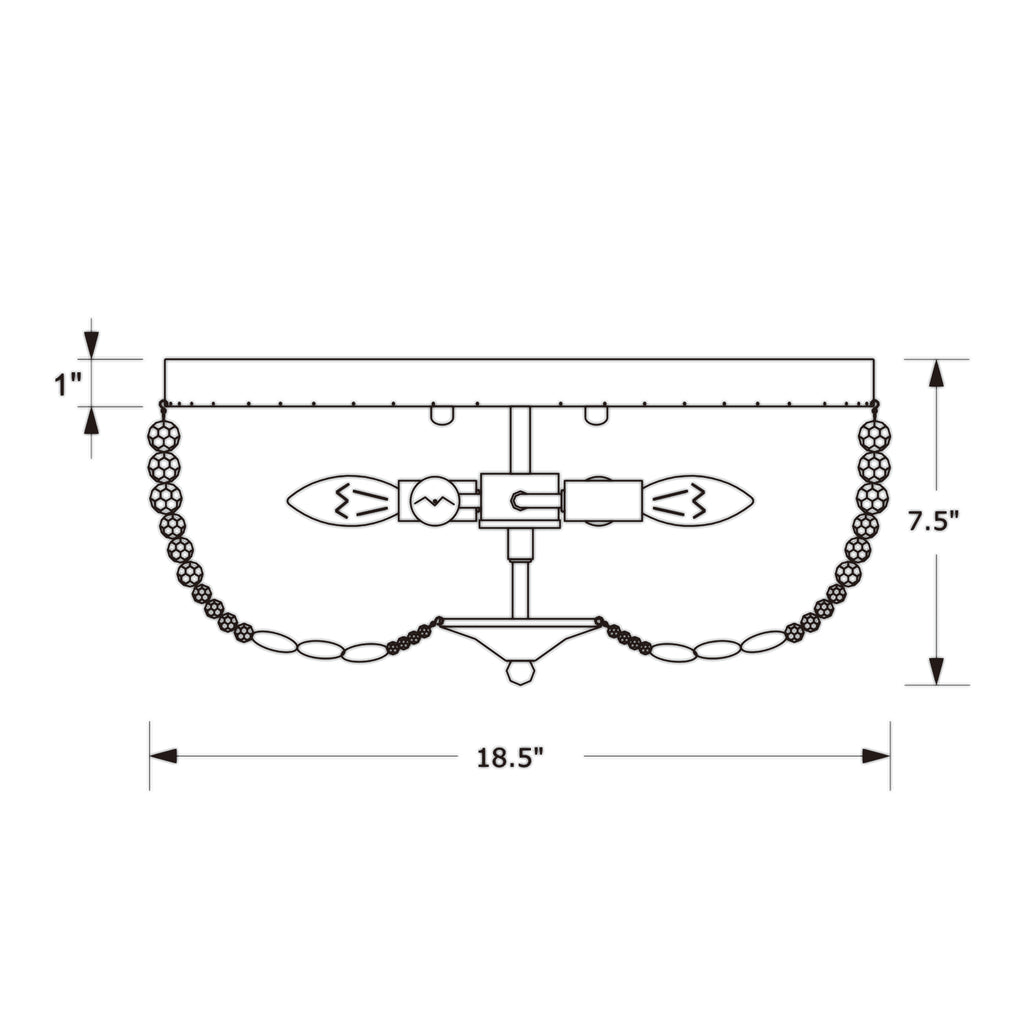 Crystorama Rylee 18.5'' Flush Mount - Product Dimensions