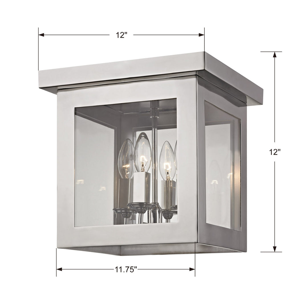 6050-PN Brian Patrick Flynn for Crystorama Hurley 4 Light Flush Mount | Dimensions Image