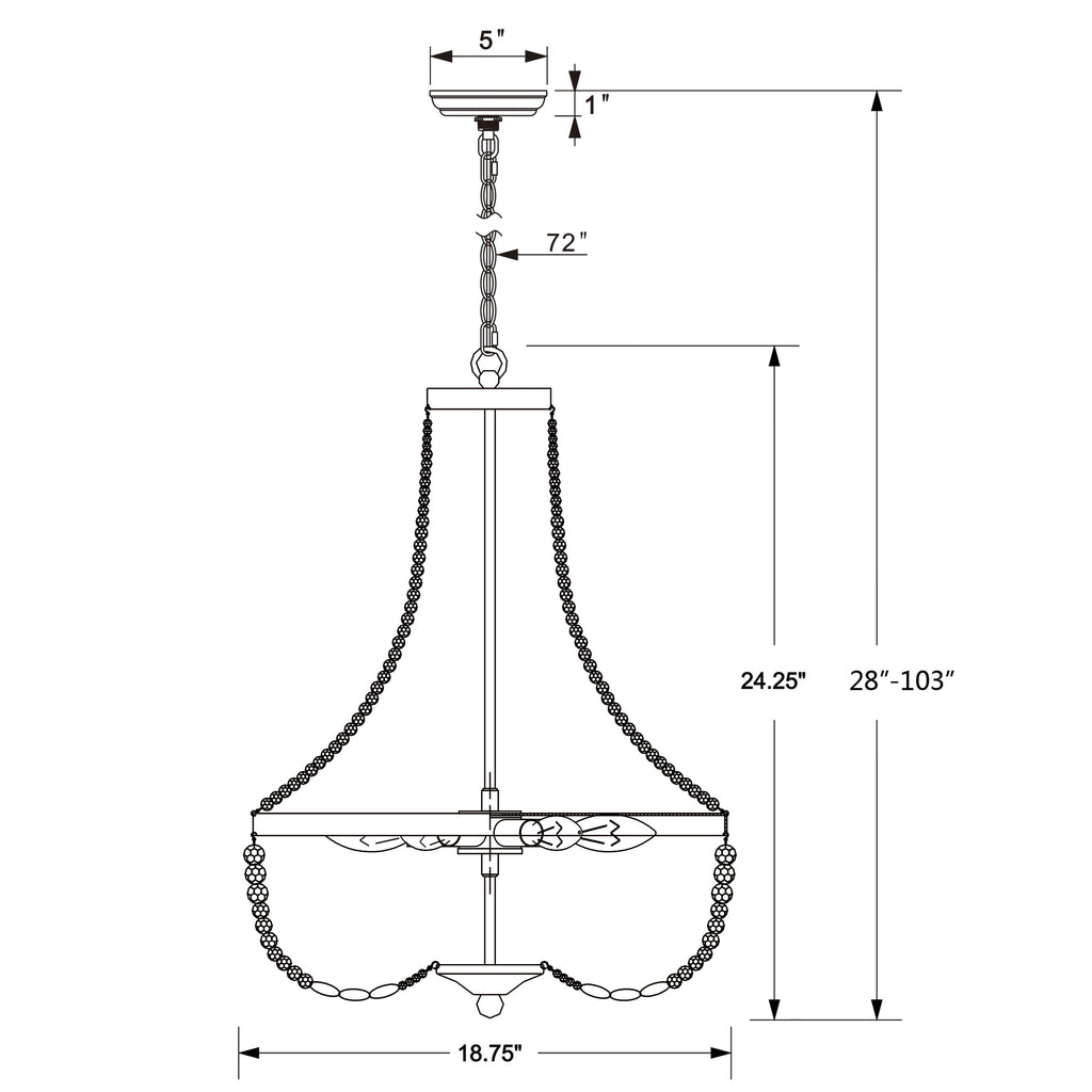 Crystorama Rylee 18.75'' Chandelier - Product Dimensions