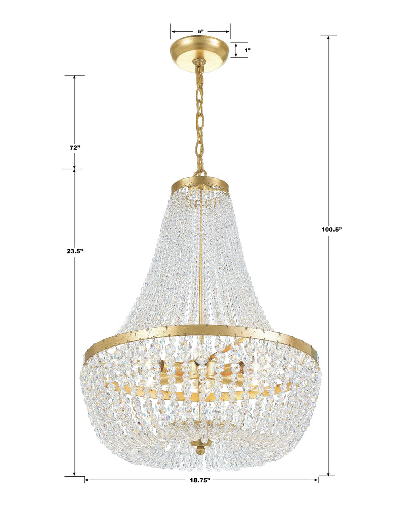 608-GA Rylee 6 Light Chandelier | Dimensions Image