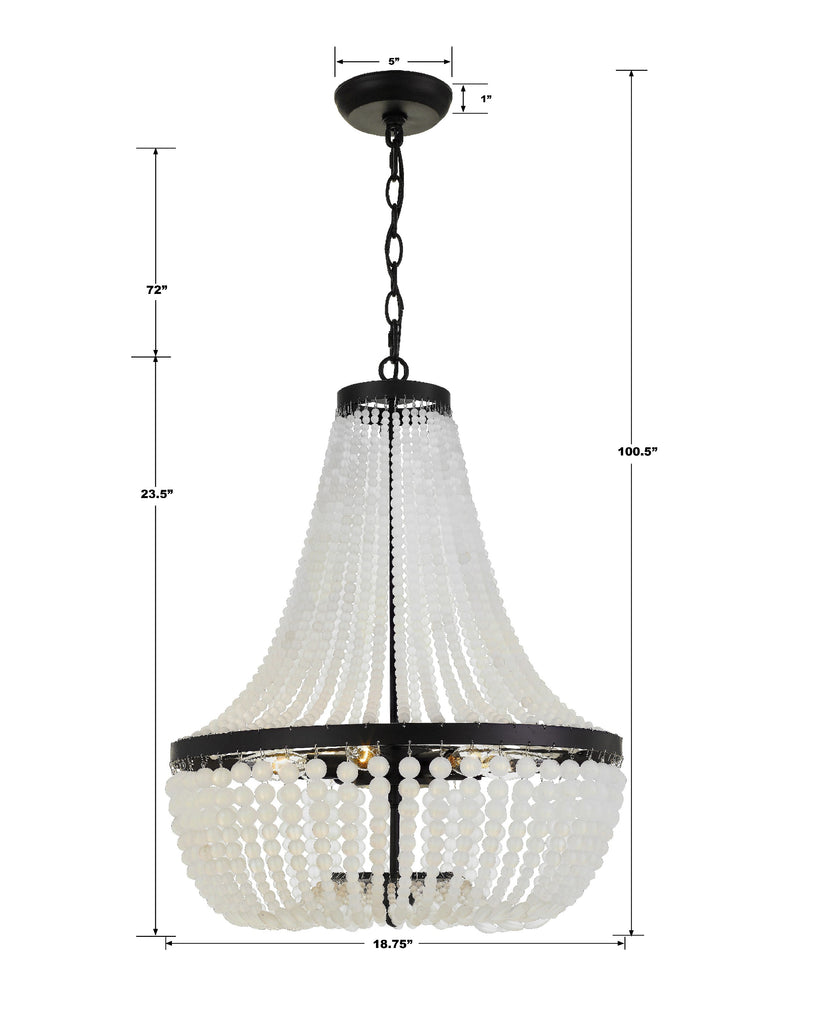 608-MK Rylee 6 Light Chandelier | Dimensions Image