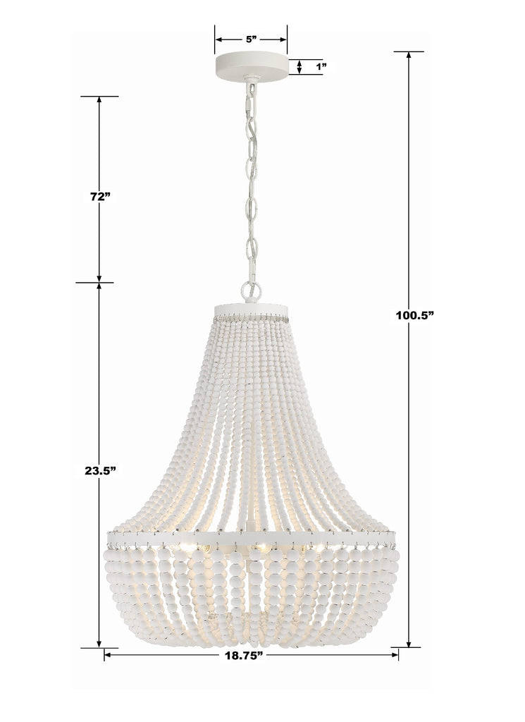 608-MT Rylee 6 Light Chandelier | Dimensions Image