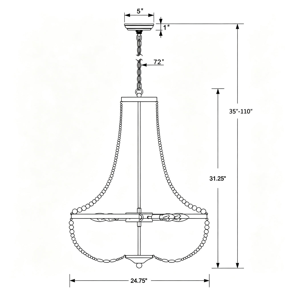 Crystorama Rylee 24.75'' Chandelier - Product Dimensions